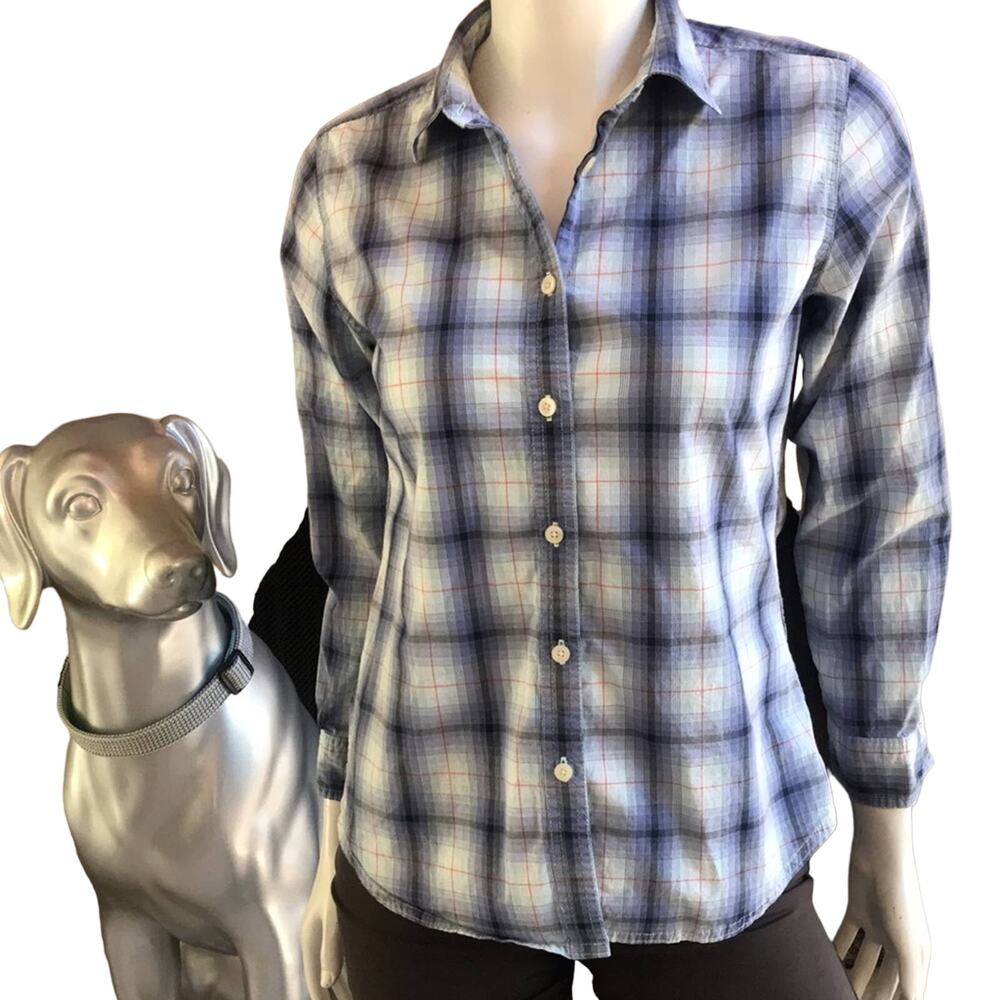 Woolrich Plaid Button Down Shirt Blue White Women's Size Small